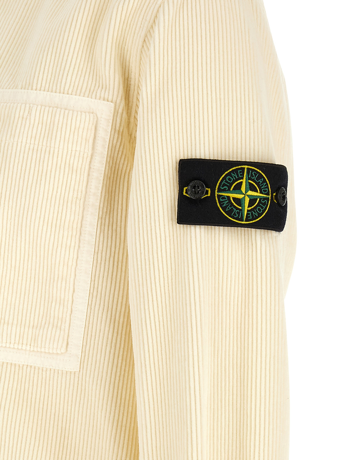 Surchemise Stone Island blanche en coton texturé côtelé
