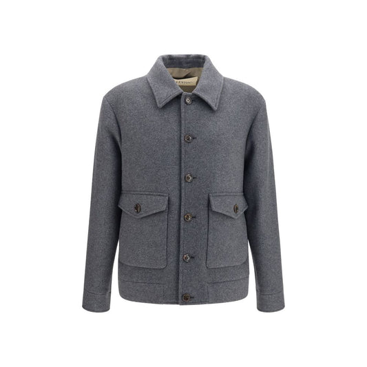 Chaqueta larga de lana gris Oves Aries de Valentino Garavani