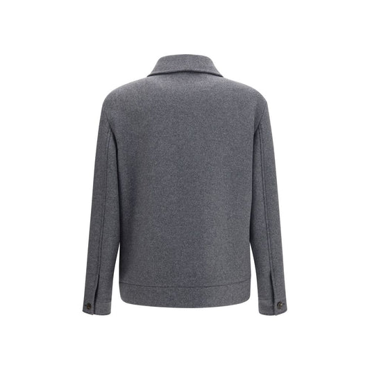 Chaqueta larga de lana gris Oves Aries de Valentino Garavani