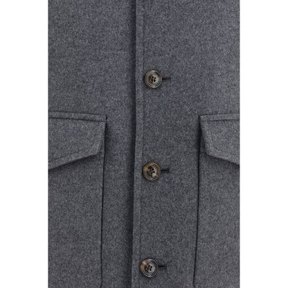 Valentino Garavani Gray Wool Oves Aries Full-Length Jacket