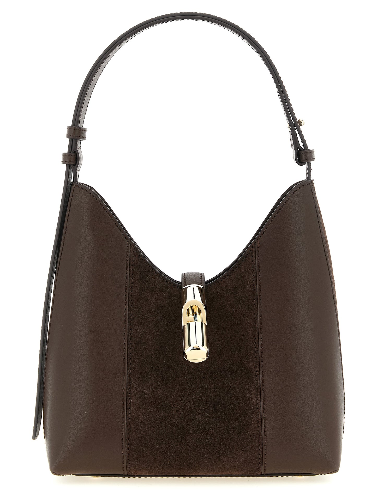 Bolso De Hombro De Cuero De Becerro Marron Furla Goccia S