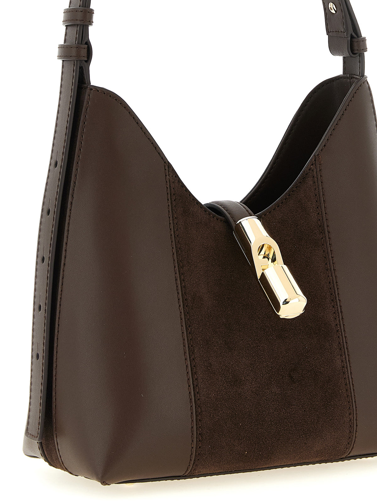 Bolso De Hombro De Cuero De Becerro Marron Furla Goccia S