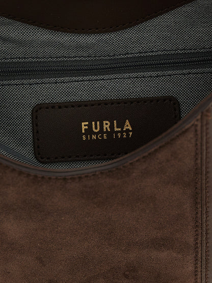 Bolso De Hombro De Cuero De Becerro Marron Furla Goccia S