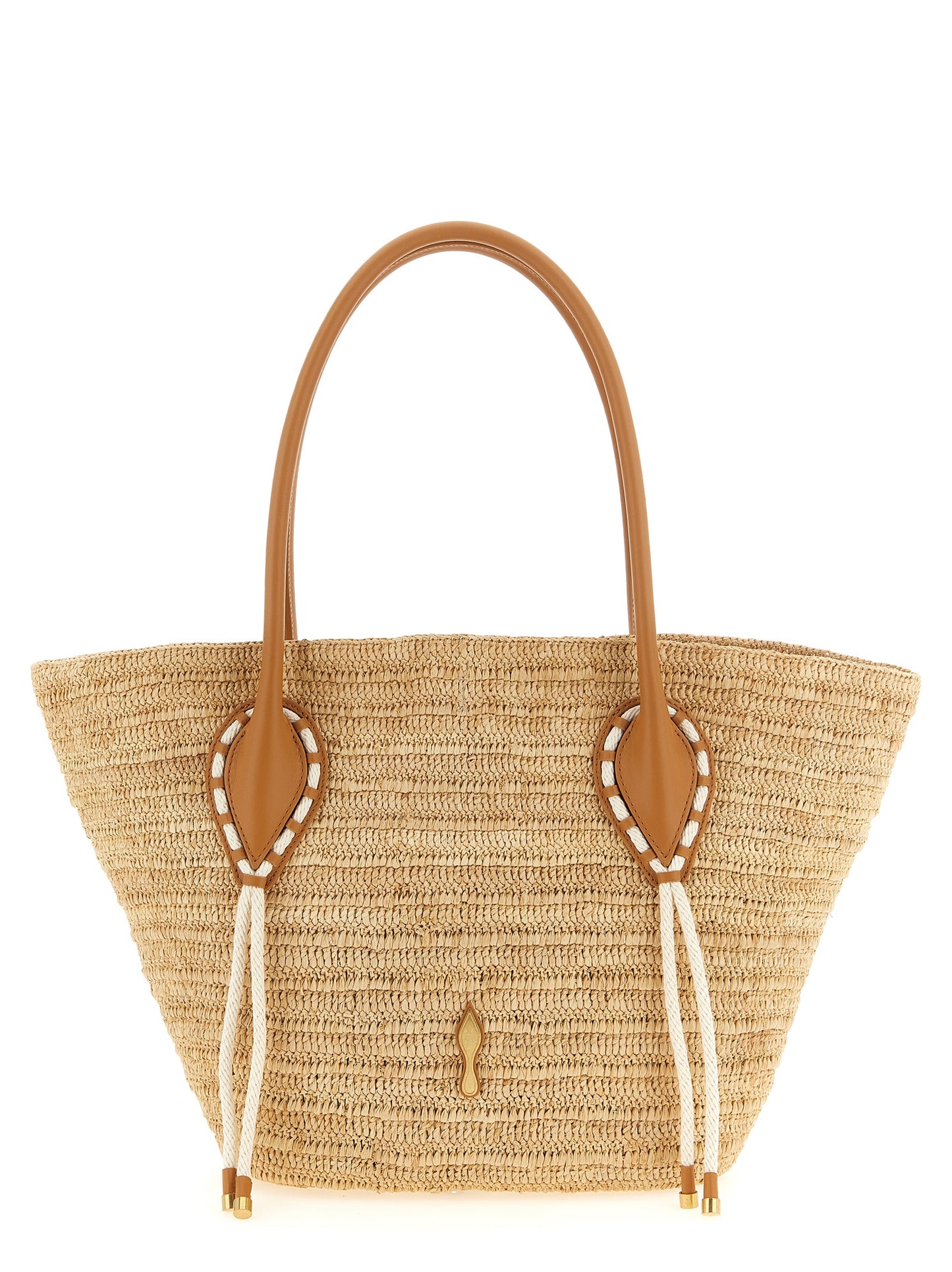Bolso tote de rafia beige Christian Louboutin
