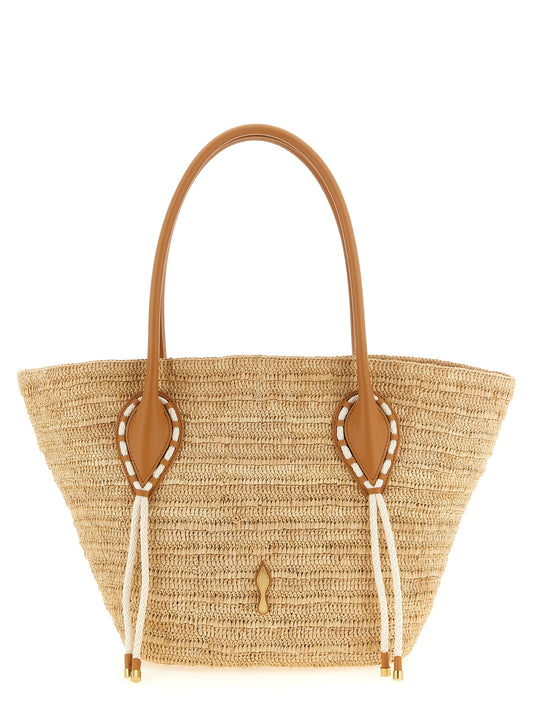 Bolso tote de rafia beige Christian Louboutin