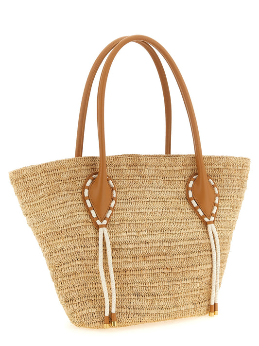 Bolso tote de rafia beige Christian Louboutin