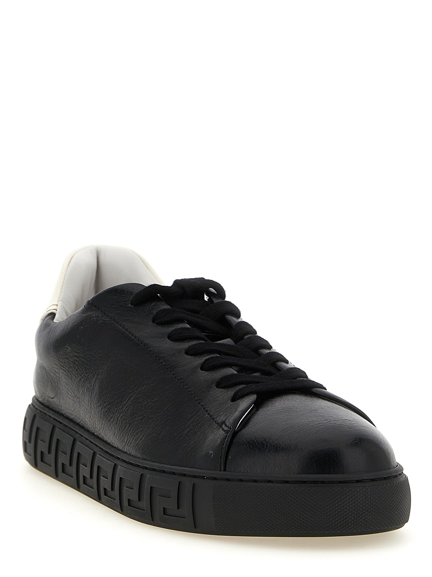 Versace Bicolor Low-Top Calf Leather Sneakers