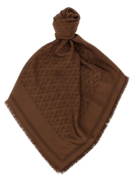 Pañuelo de seda marrón Valentino Garavani