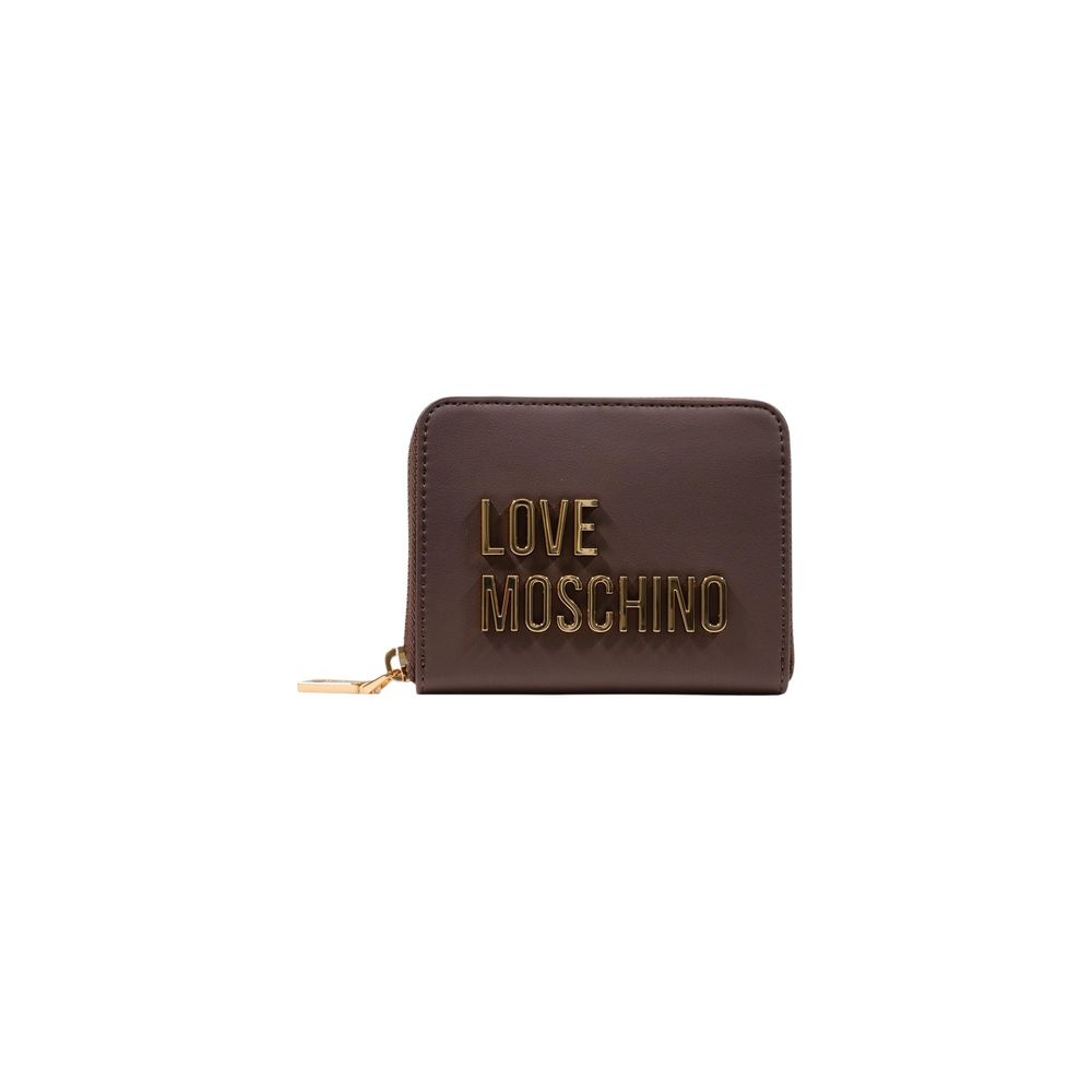 Love Moschino Brown Polyethylene Zippered Purse