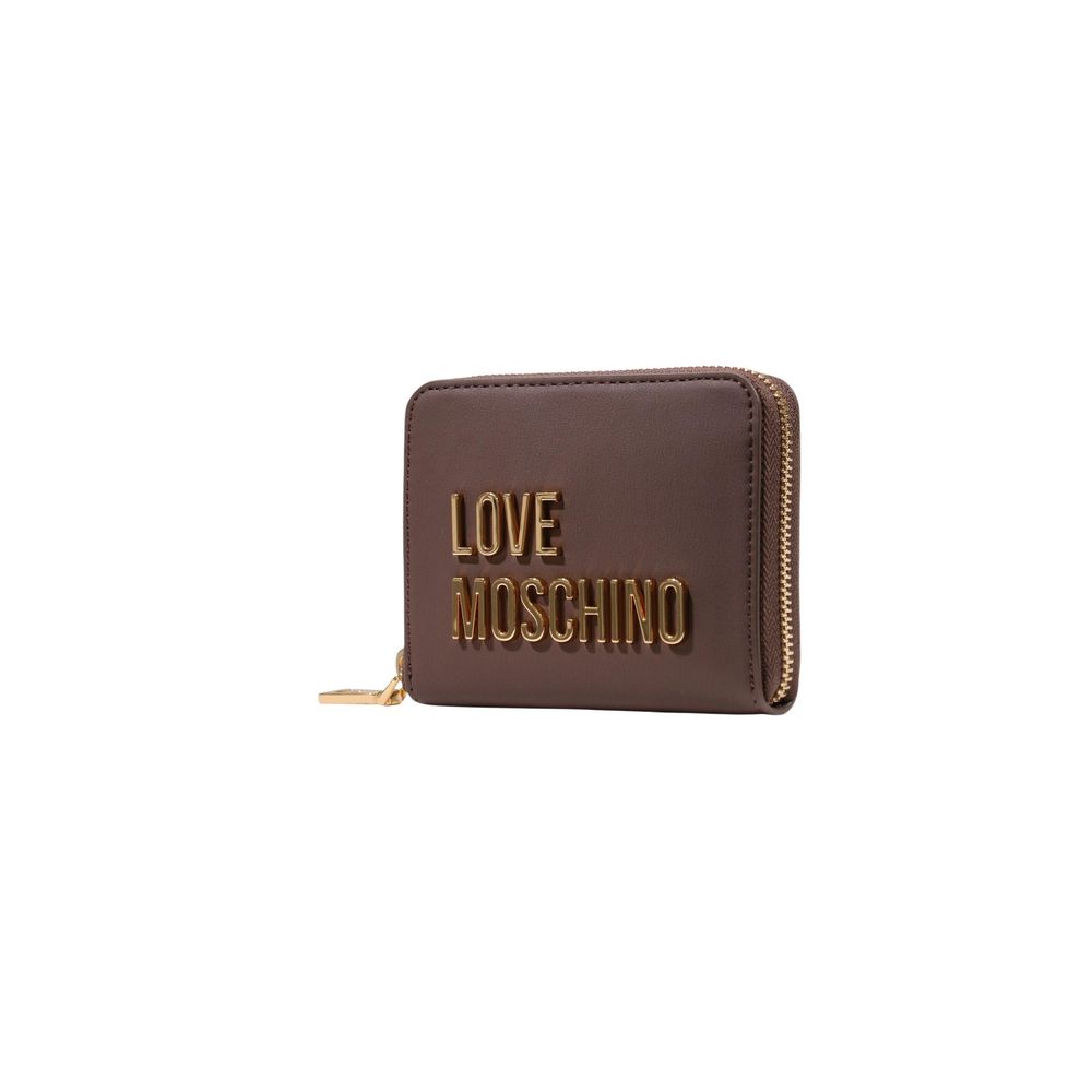 Love Moschino Brown Polyethylene Zippered Purse