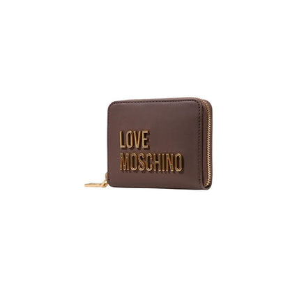 Love Moschino Brown Polyethylene Zippered Purse