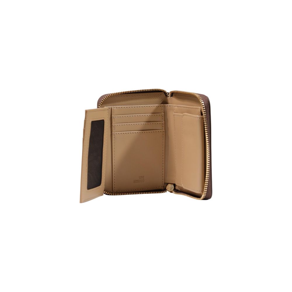 Love Moschino Brown Polyethylene Zippered Purse