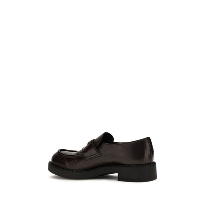 Prada Mocassins à Enfiler en Cuir de Veau Marron Bos Taurus