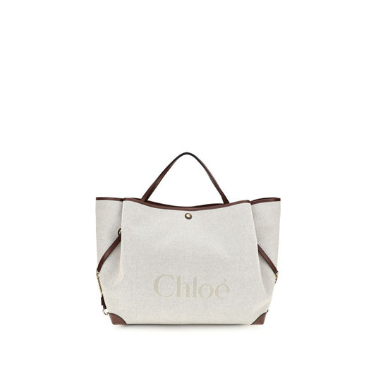 Bolso de hombro Chloé de algodón beige