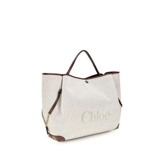 Bolso de hombro Chloé de algodón beige