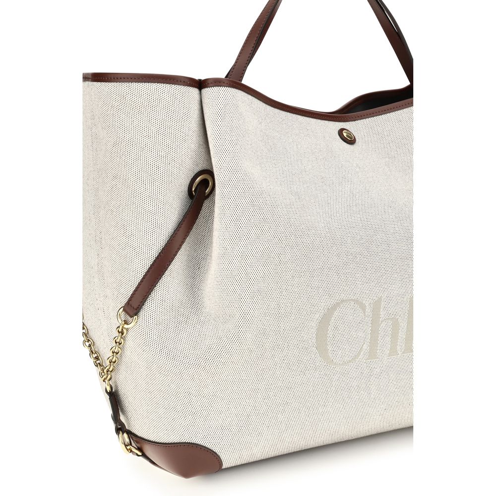 Bolso de hombro Chloé de algodón beige