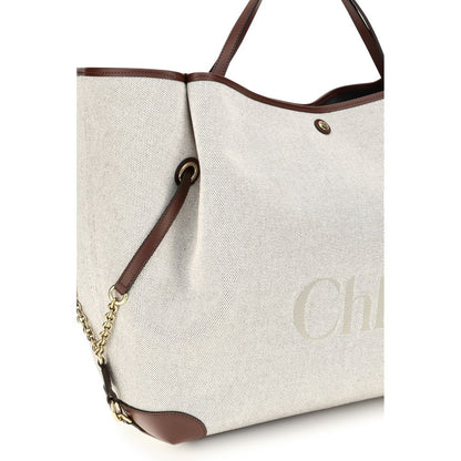Bolso de hombro Chloé de algodón beige