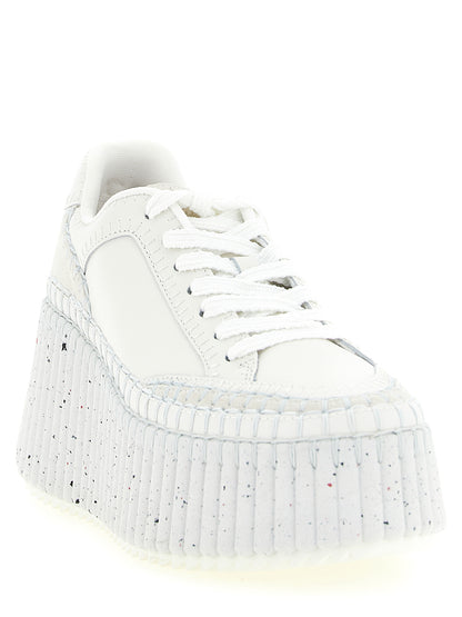 Sandalias Chloé de cuña de poliéster blanco