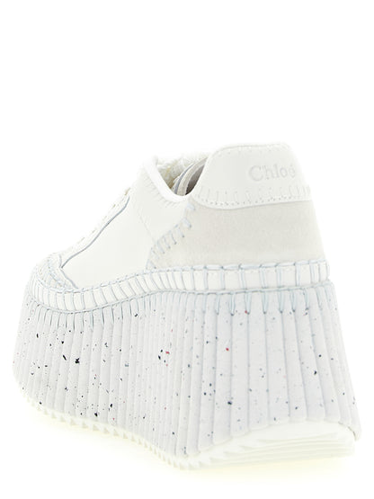 Sandalias Chloé de cuña de poliéster blanco