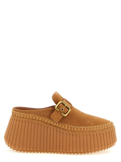 Sandalias Cuña Chloé Nama De Piel De Becerro En Tono Beige