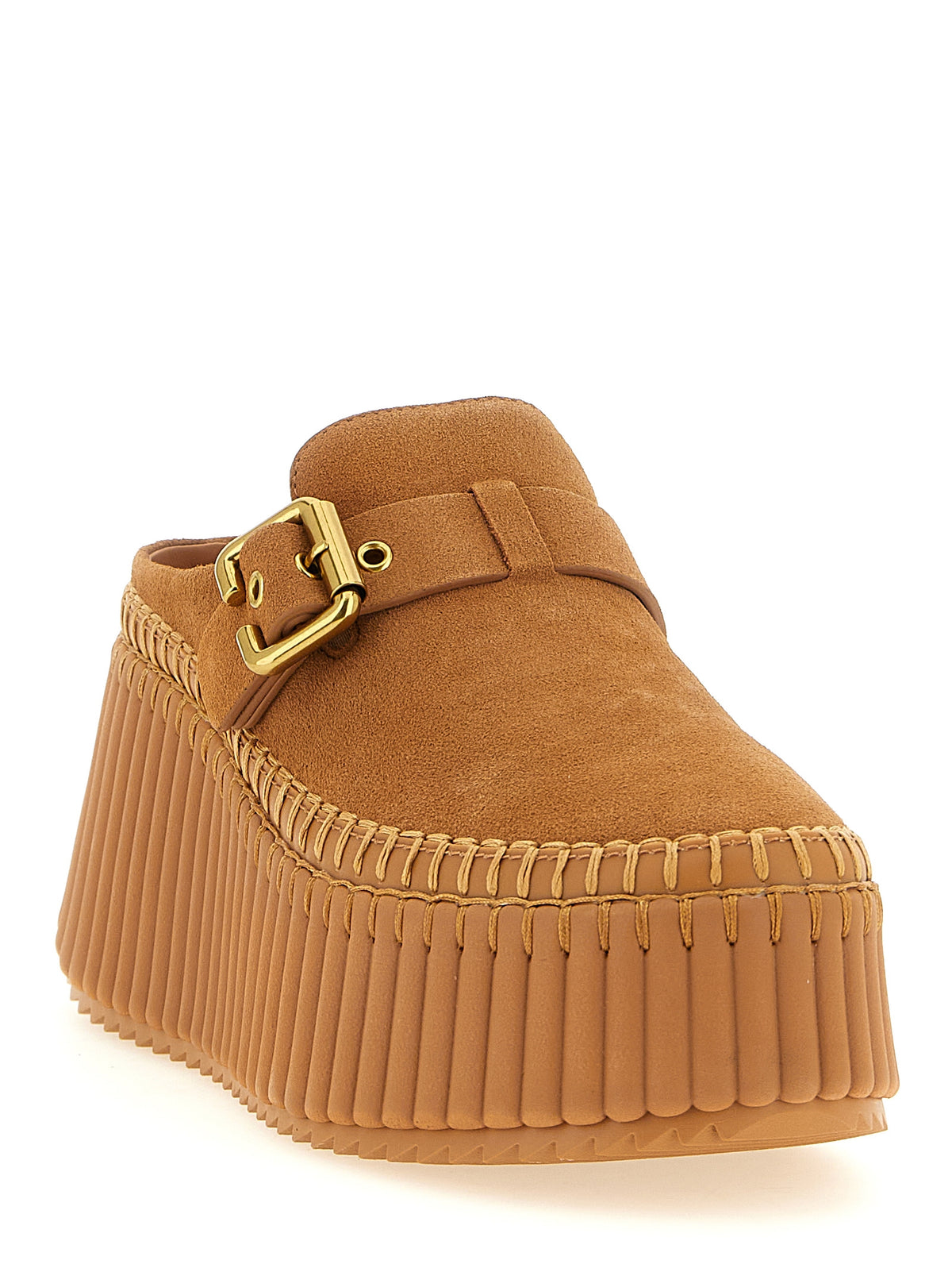 Sandalias Cuña Chloé Nama De Piel De Becerro En Tono Beige