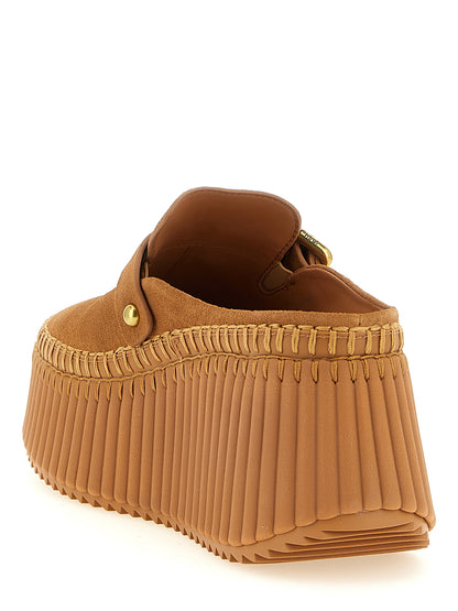 Sandalias Cuña Chloé Nama De Piel De Becerro En Tono Beige