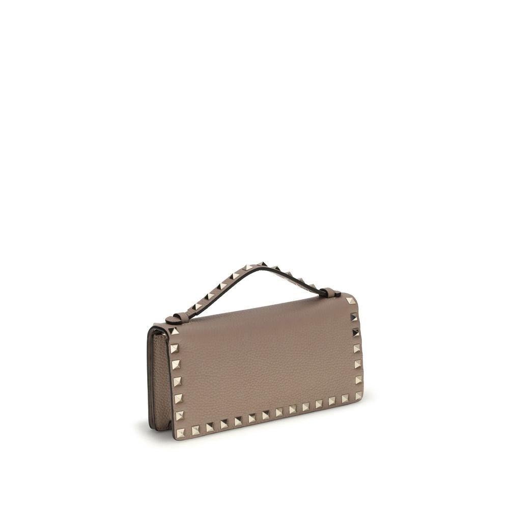 Portefeuille Valentino Garavani en veau beige Bos Taurus