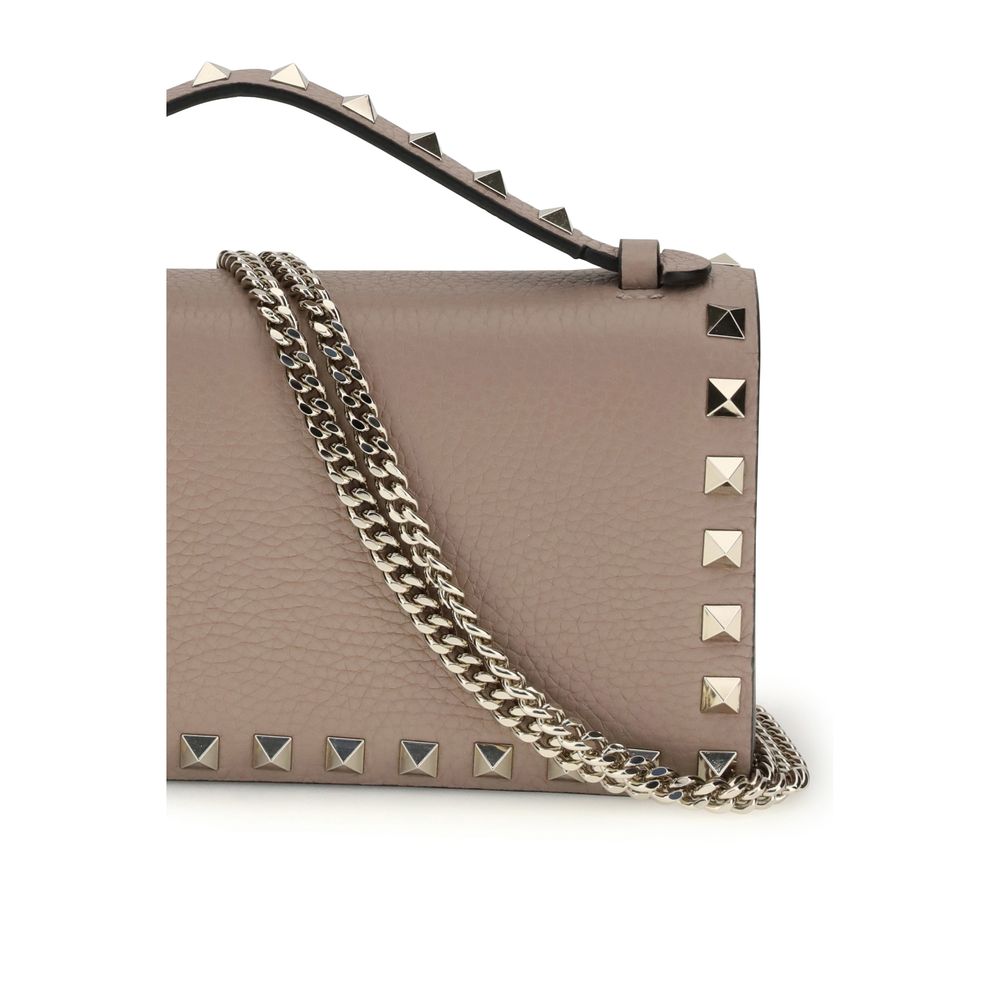 Portefeuille Valentino Garavani en veau beige Bos Taurus