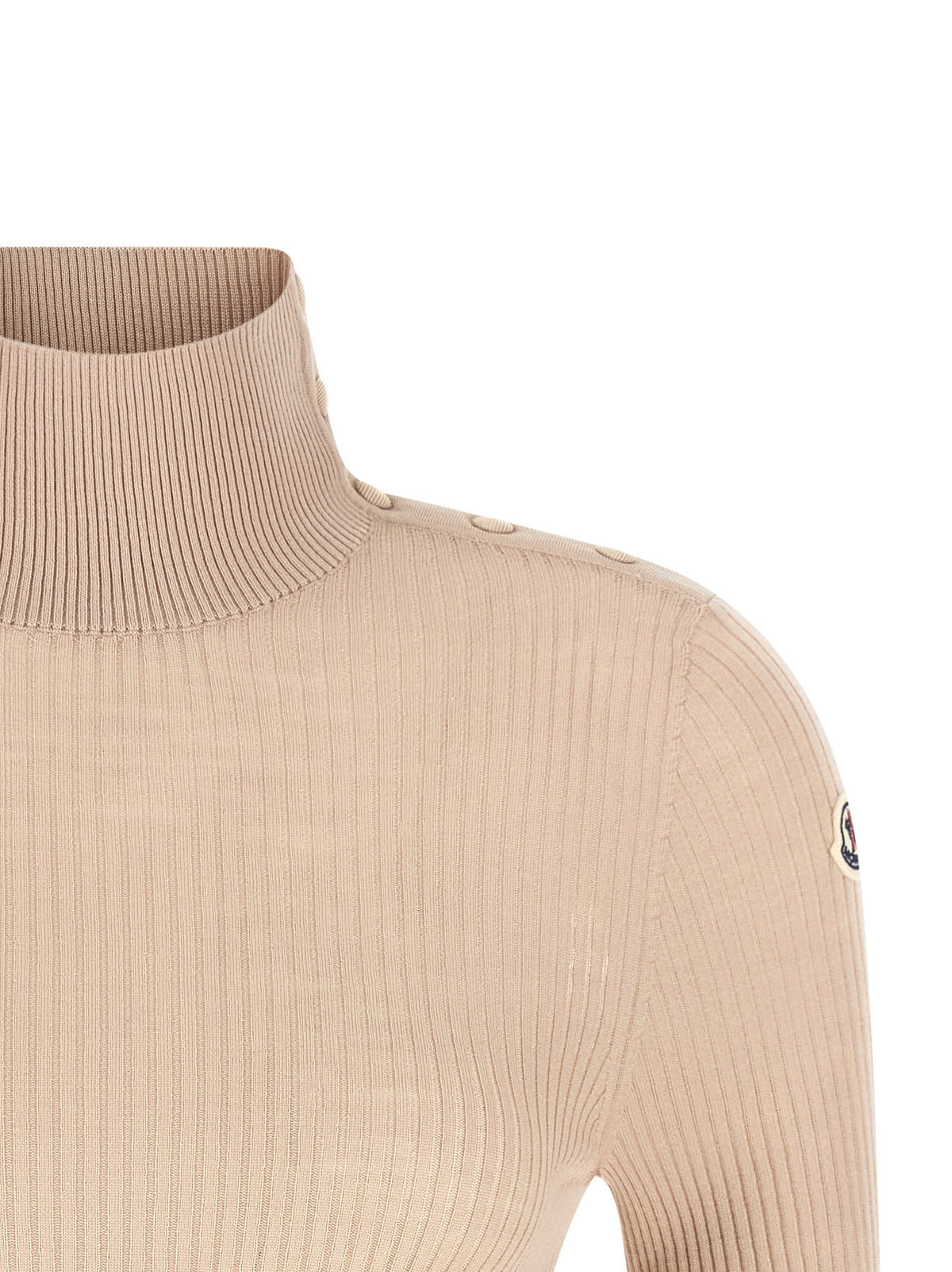 Moncler Cardigan de Lana Virgen Beige Confort Térmico
