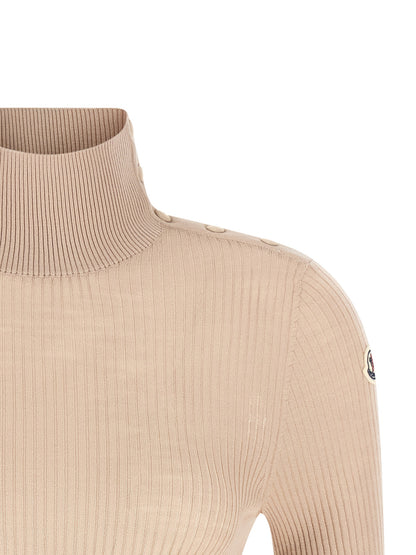 Moncler Cardigan de Lana Virgen Beige Confort Térmico