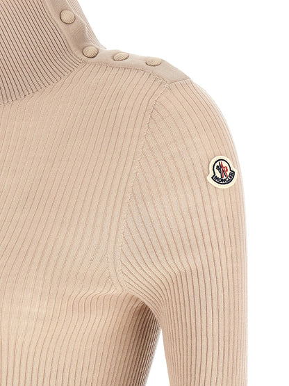 Moncler Cardigan de Lana Virgen Beige Confort Térmico