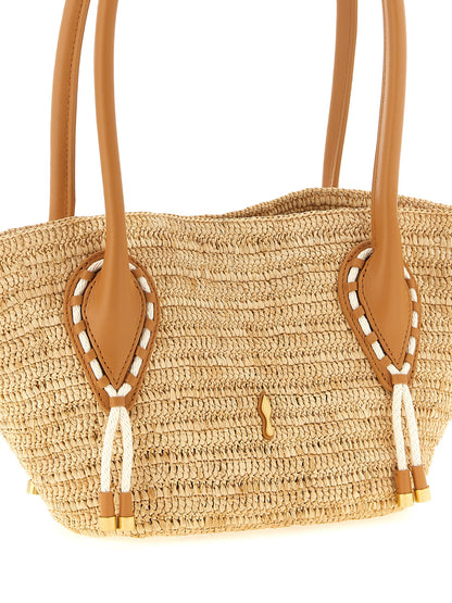 Bolso tote de rafia beige Christian Louboutin