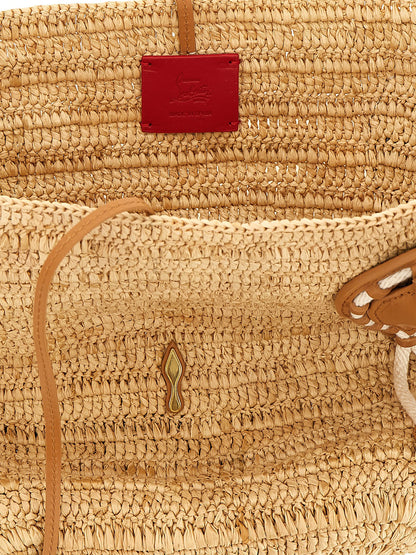 Bolso tote de rafia beige Christian Louboutin