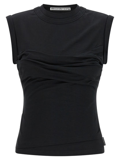 Camiseta sin mangas de algodón negra Alexander Wang
