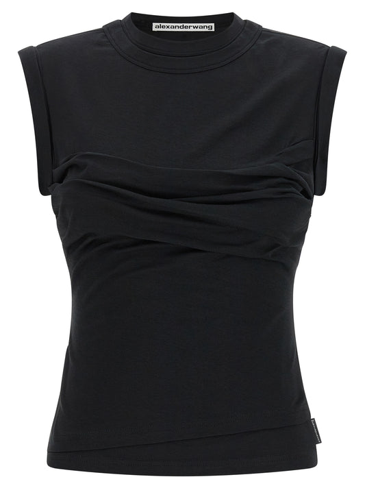 Camiseta sin mangas de algodón negra Alexander Wang