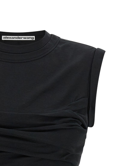Camiseta sin mangas de algodón negra Alexander Wang