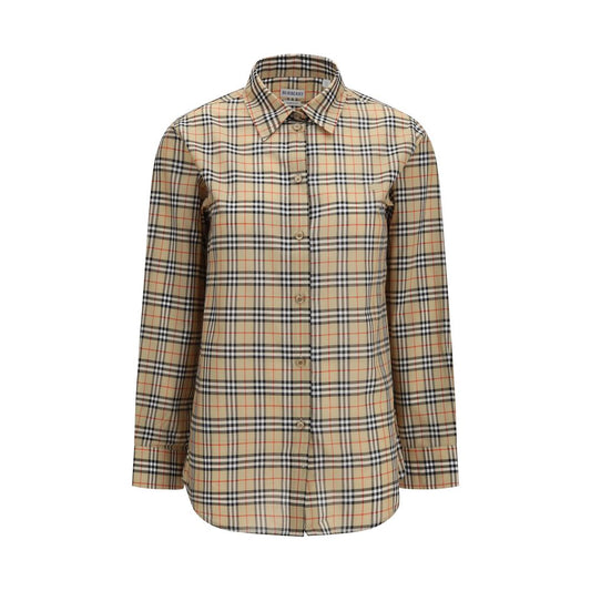 Camisa con diseño de algodón beige de Burberry