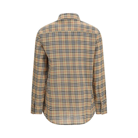Camisa con diseño de algodón beige de Burberry