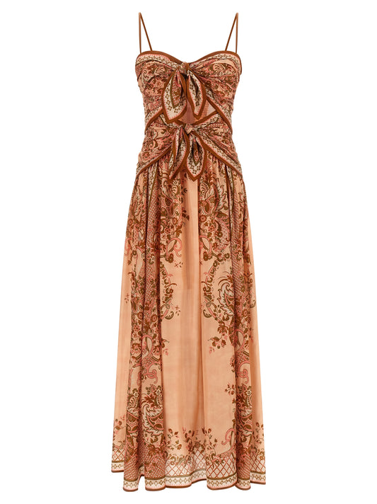 Vestido midi de seda multicolor de Zimmermann
