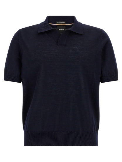 Hugo Boss Virgin Merino Wool Polo H-Lantoni Blue