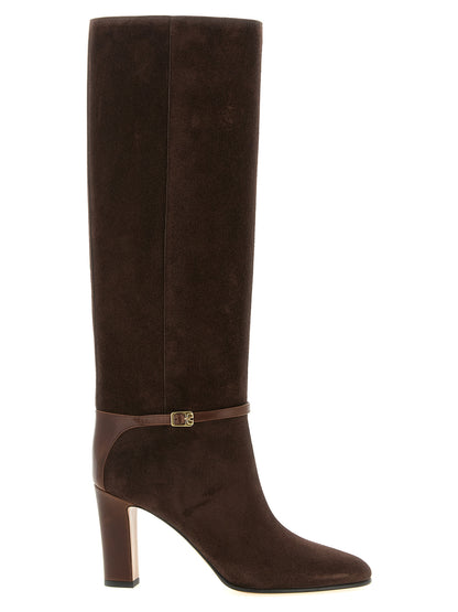 Valentino Garavani Pattie Brown Leather Tall Boots