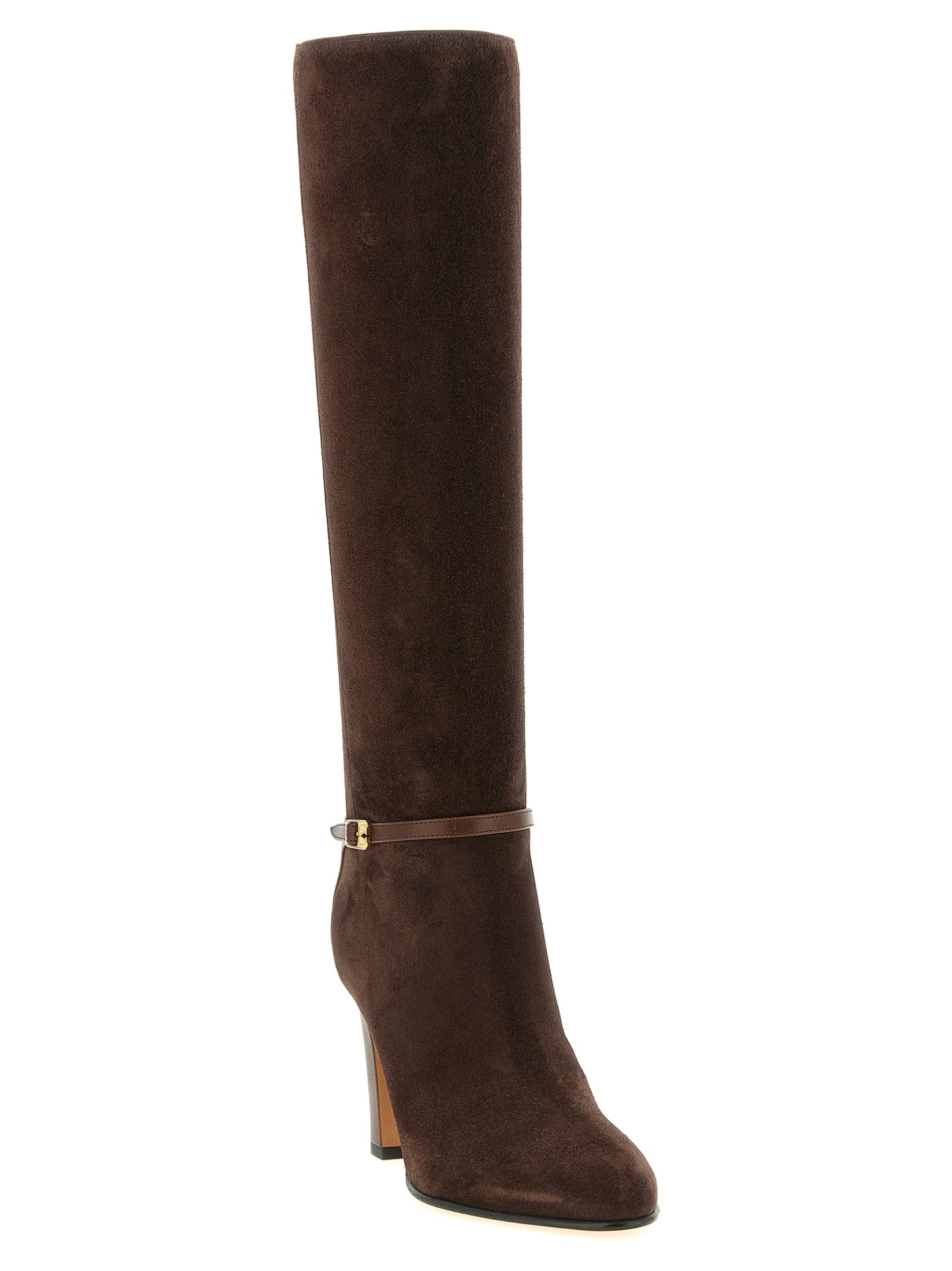 Valentino Garavani Pattie Brown Leather Tall Boots