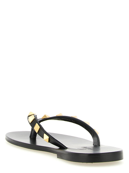 Mules Rockstud Valentino Garavani en cuir de veau noir