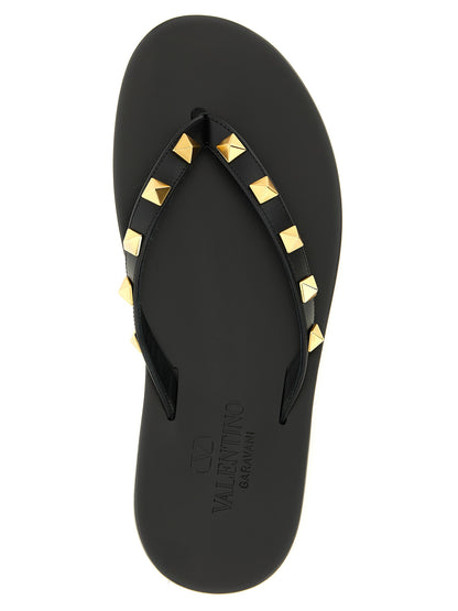 Mules Rockstud Valentino Garavani en cuir de veau noir