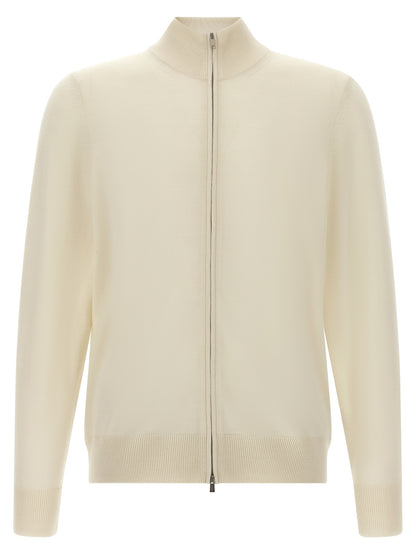 Cárdigan De Lana Virgen Blanco Hugo Boss Corte Minimal