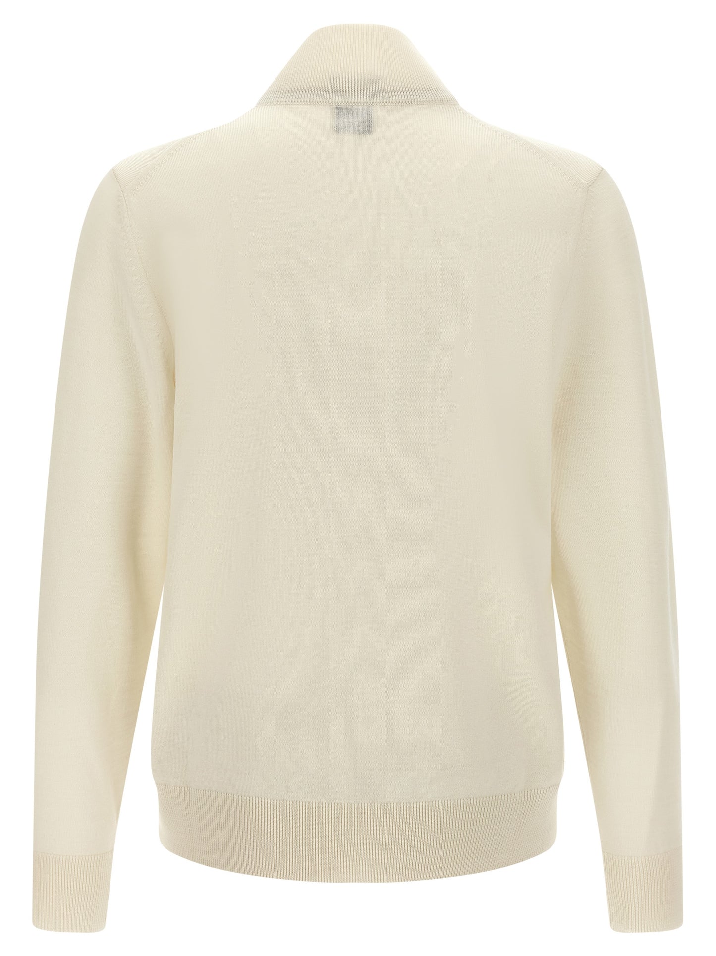Cárdigan De Lana Virgen Blanco Hugo Boss Corte Minimal