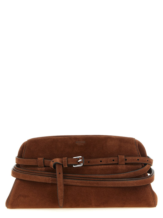 Bolso de mano Moschino de piel de becerro marrón