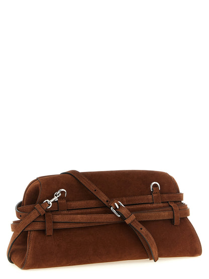 Bolso de mano Moschino de piel de becerro marrón