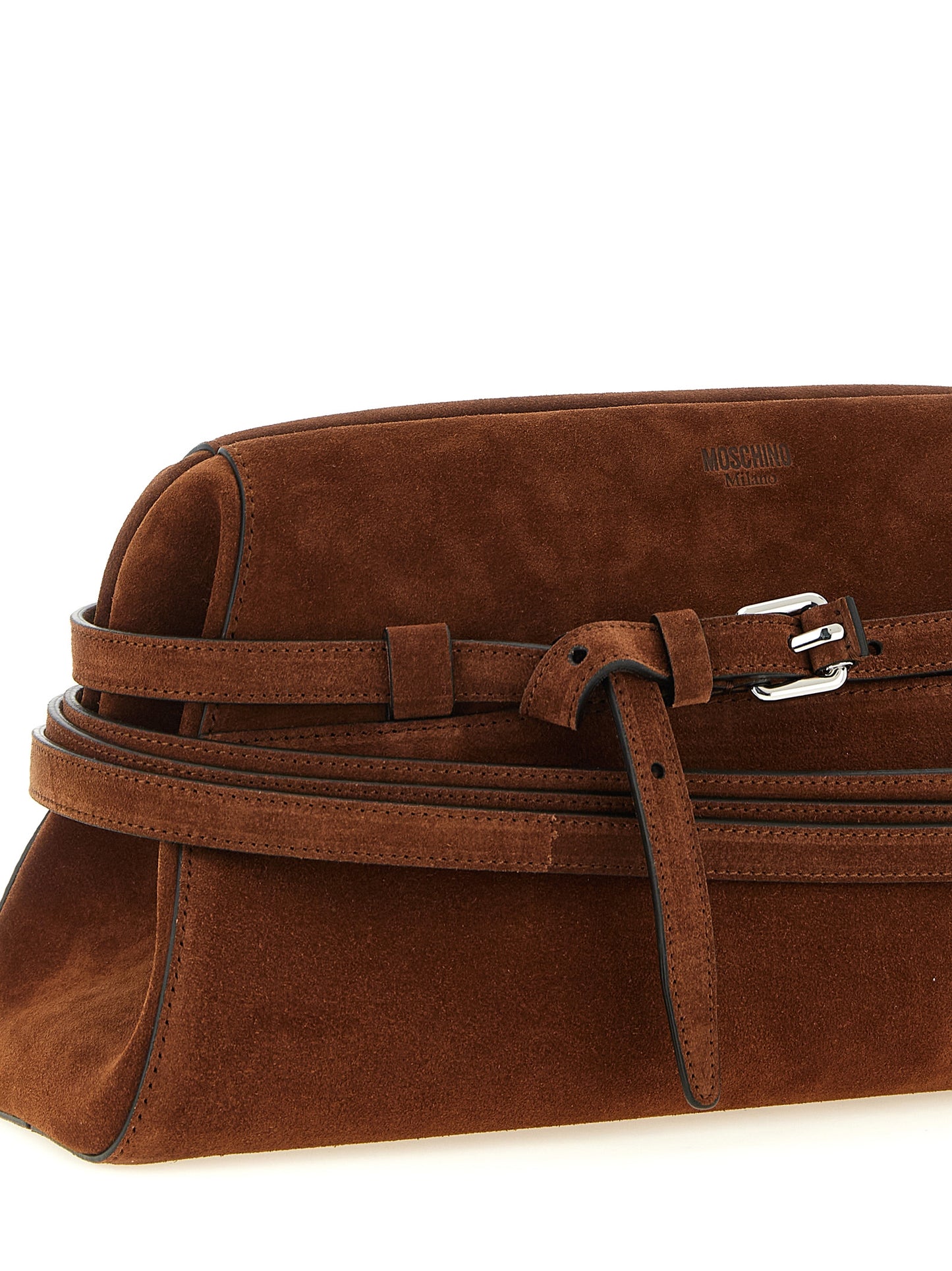 Bolso de mano Moschino de piel de becerro marrón