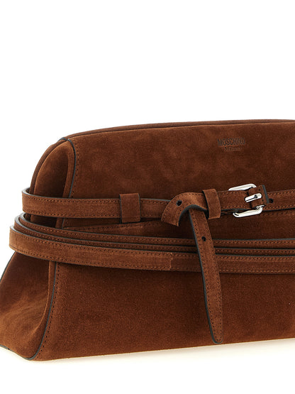 Bolso de mano Moschino de piel de becerro marrón